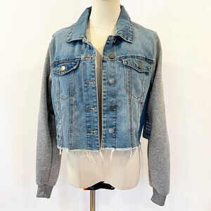 Ci Sono Denim Jean Jacket Sweatshirt Sleeves Small NEW NWT